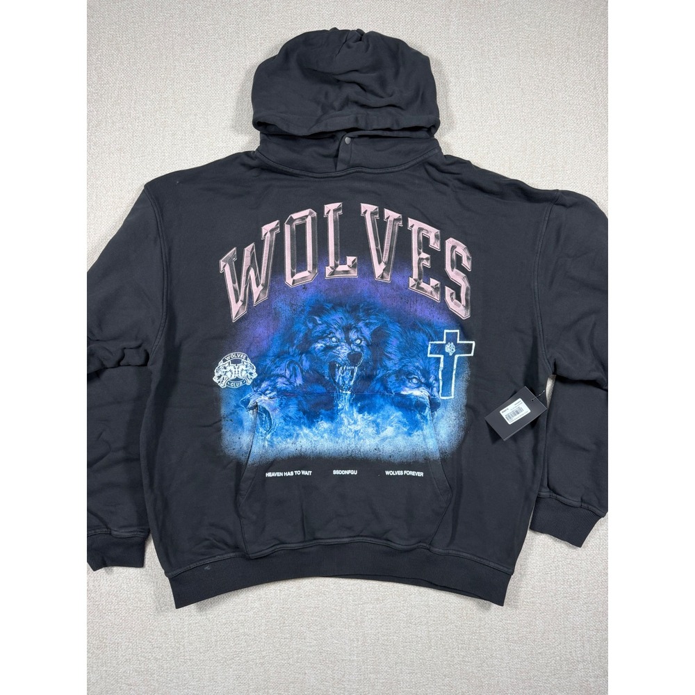 Darc Sport Wolves Club From Above Vintage Pierce Hoodie Charcoal Sz XL